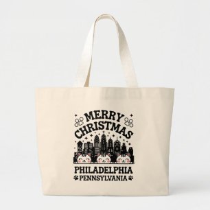 Philadelphia City Pennsylvania Merry Christmas Cat Jumbo Stoffbeutel