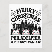 Philadelphia City Pennsylvania Merry Christmas Cat