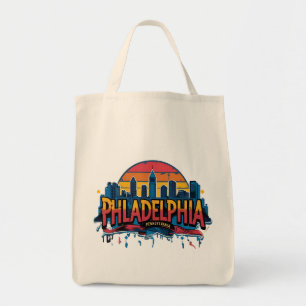 Philadelphia City Pennsylvania USA Retro-Silhouett Tragetasche