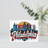 Philadelphia City Pennsylvania USA Retro-Skyline Postkarte (Stehend Vorderseite)