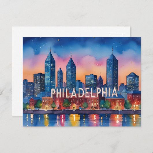 Philadelphia City Pennsylvania USA Skyline Postkarte (Vorne/Hinten)