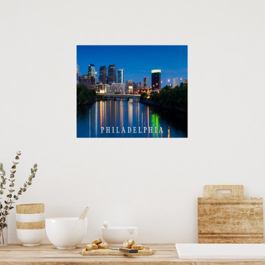 Philadelphia City Skyline auf dem Nachtposter Poster (Küche)