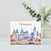 Philadelphia Color Sketch Postcard Postkarte (Stehend Vorderseite)