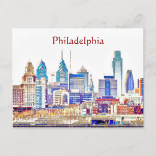 Philadelphia Color Sketch Postcard Postkarte