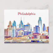 Philadelphia Color Sketch Postcard Postkarte (Vorderseite)