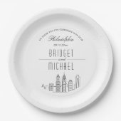 Philadelphia Deko Skyline | Hochzeitsveranstaltung Pappteller (Vorderseite)