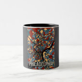 Philadelphia Earthtone Map - Farbenfrohe Abstrakte Zweifarbige Tasse (Mittel)