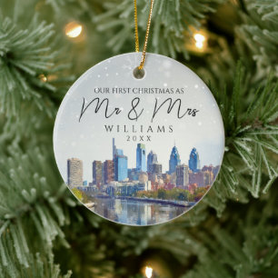 Philadelphia Erstes Weihnachten als Herr und Frau  Keramik Ornament