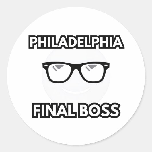 Philadelphia Final Boss Cool Emoji Runder Aufkleber (Vorderseite)
