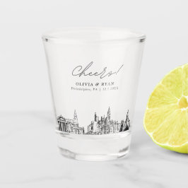 Philadelphia Gastgeschenk Hochzeit Personalisiert  Schnapsglas