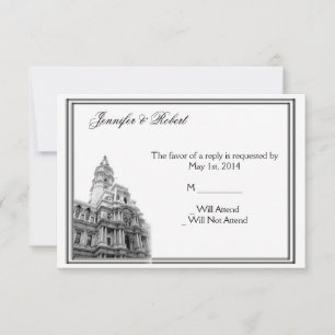 Philadelphia Hochzeit in Urlaubsort Response Card RSVP Karte