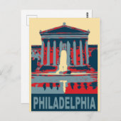 Philadelphia in Rot und Blau, Postkarte (Vorne/Hinten)