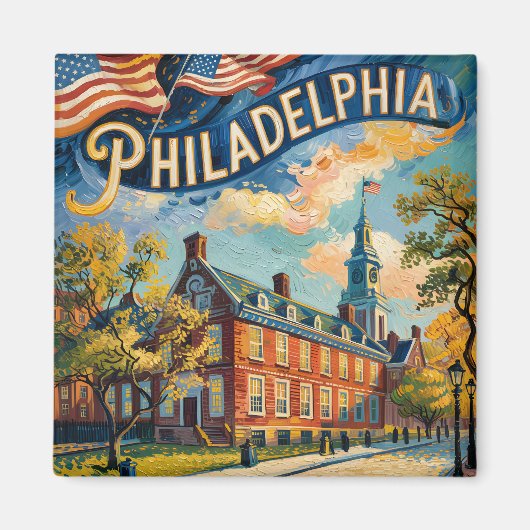 Philadelphia Independence Hall Van Gogh Gemälde Magnet (Vorne)