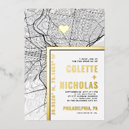 Philadelphia Liebe Locator | Städtische Hochzeit Folieneinladung