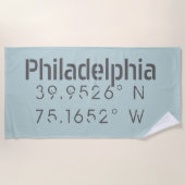 Philadelphia Longitude Latitude Strandtuch (Vorderseite)