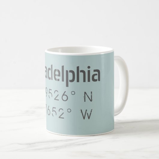 Philadelphia Longitude Latitude Tasse (VorderseiteRechts)