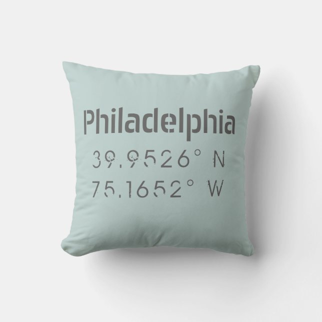 Philadelphia Longitude Latitude Throw Kissen (Vorderseite)