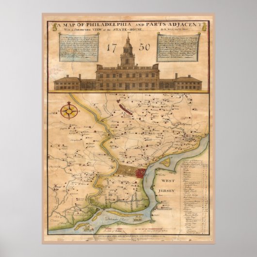 Philadelphia Map 1750 Replik Poster (Vorne)