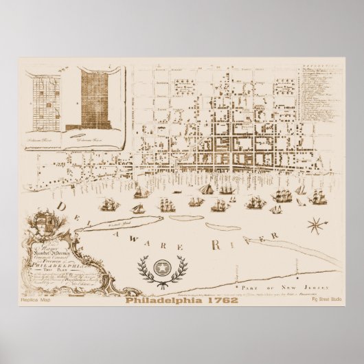 Philadelphia Map 1762, Replica Poster (Vorne)
