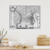 Philadelphia Map 1875, Replica Gray Poster (Küche)