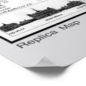 Philadelphia Map 1875, Replica Gray Poster (Ecke)