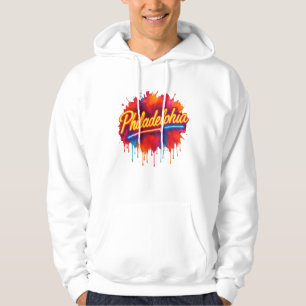 Philadelphia Neon Street Art - Bold Colorful Hoodie