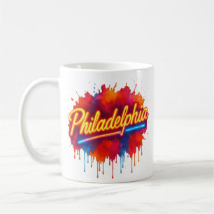 Philadelphia Neon Street Art - Bold Colorful Kaffeetasse