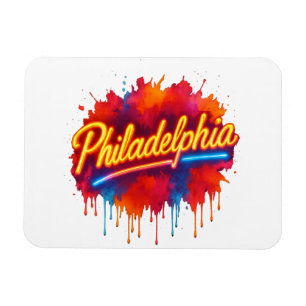 Philadelphia Neon Street Art - Bold Colorful Magnet
