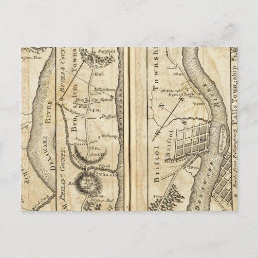 Philadelphia - New York Road Map Postkarte (Vorderseite)