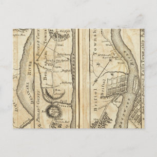 Philadelphia - New York Road Map Postkarte