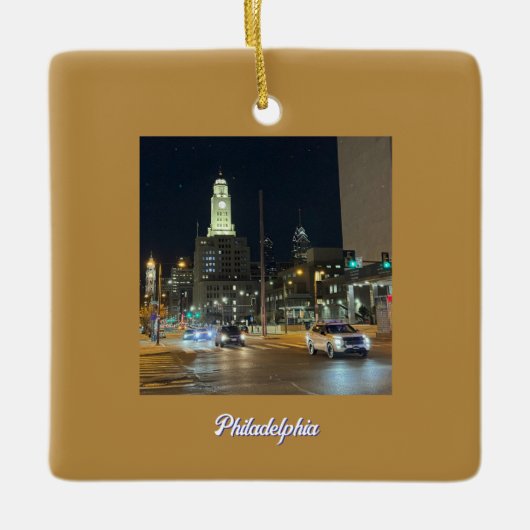 Philadelphia Night Foto Ornament (Vorderseite)