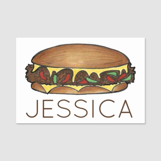 Philadelphia PA Cheesesteak Cheese Steak Sandwich Namensschild (Vorderseite)