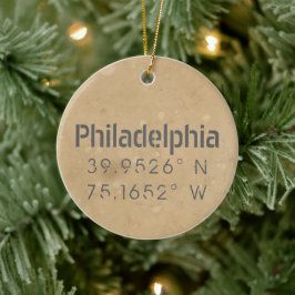 Philadelphia PA Längengrad Latitude Keramik Ornament