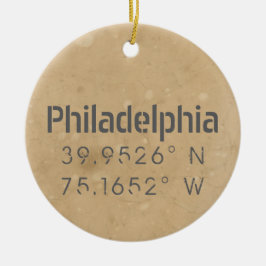 Philadelphia PA Längengrad Latitude Keramik Ornament