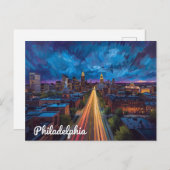 Philadelphia PA Night City View Postkarte (Vorne/Hinten)
