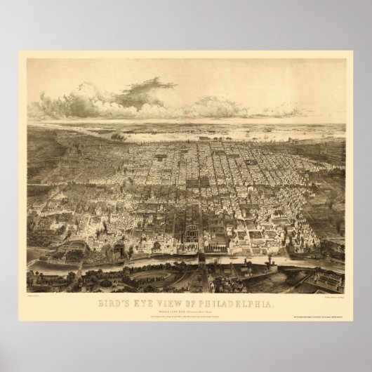 Philadelphia, PA Panorama Karte - 1857 Poster (Vorne)