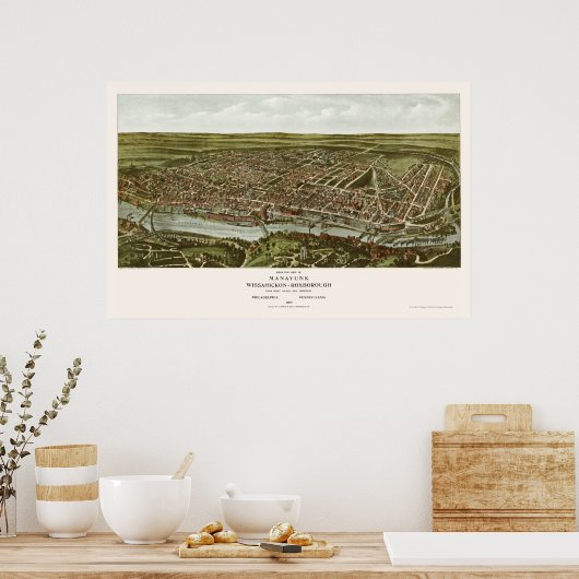 Philadelphia, PA Panoramic Map - 1907 Poster (Küche)