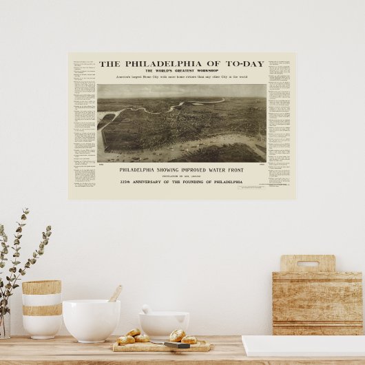Philadelphia, PA Panoramic Map - 1908 Poster (Küche)