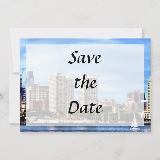 Philadelphia Pa Skyline Save the Date (Rückseite)
