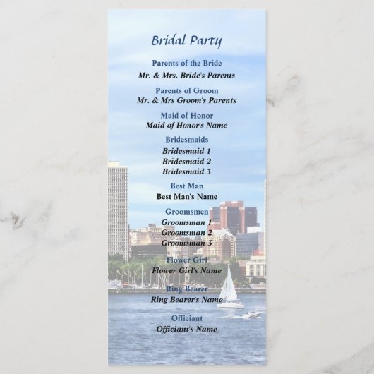 Philadelphia Pa Skyline Wedding Program Programm (Rückseite)