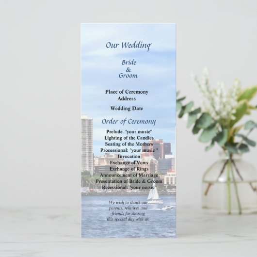 Philadelphia Pa Skyline Wedding Program Programm (Stehend Vorderseite)