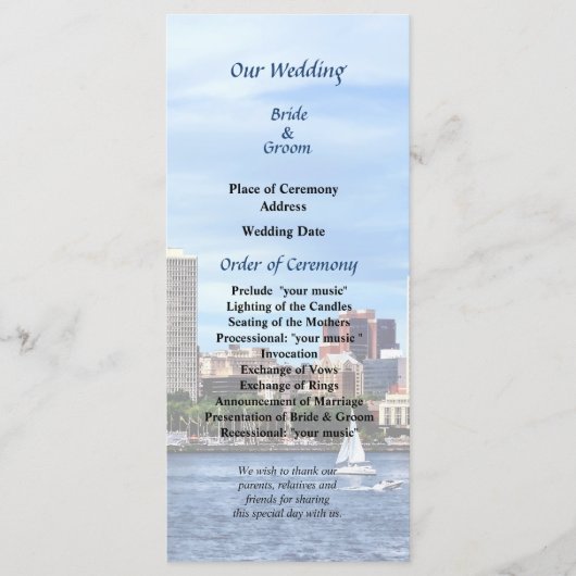 Philadelphia Pa Skyline Wedding Program Programm (Vorderseite)