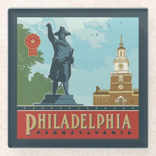 Philadelphia, PA | Unabhängigkeitshalle Glasuntersetzer (Vorderseite)