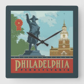 Philadelphia, PA | Unabhängigkeitshalle Quadratische Wanduhr (Vorderseite)