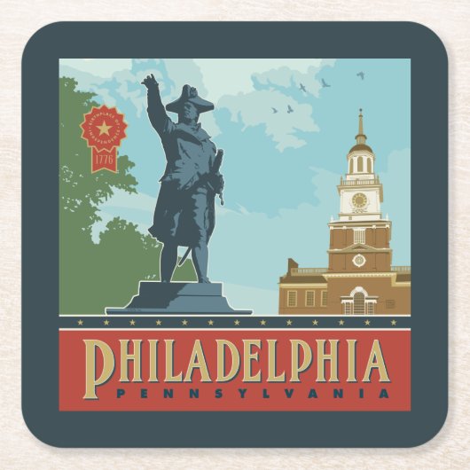 Philadelphia, PA | Unabhängigkeitshalle Rechteckiger Pappuntersetzer (Vorderseite)