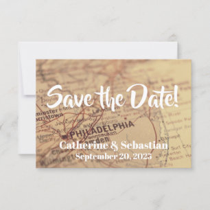 Philadelphia, PA Vintag Map Save The Date