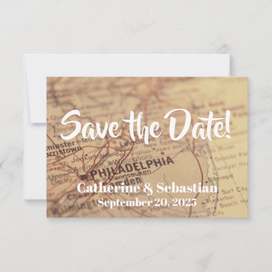 Philadelphia, PA Vintag Map Save The Date (Vorderseite)