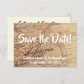 Philadelphia, PA Vintag Map Save The Date (Vorne/Hinten)