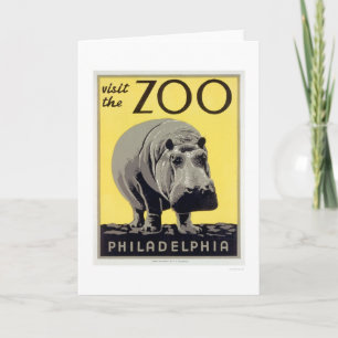 Philadelphia PA Zoo Hippo 1936 WPA Karte