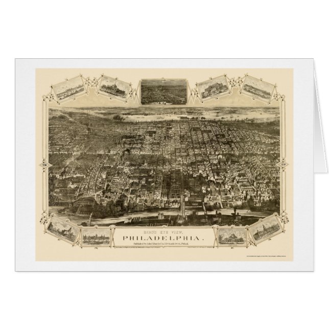 Philadelphia, panoramische Karte PAs - 1876 (Vorderseite (Horizontal))
